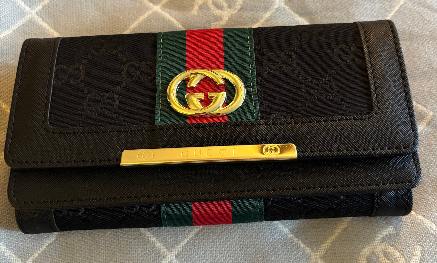 Gucci Large Black Stripe Wallet 2401