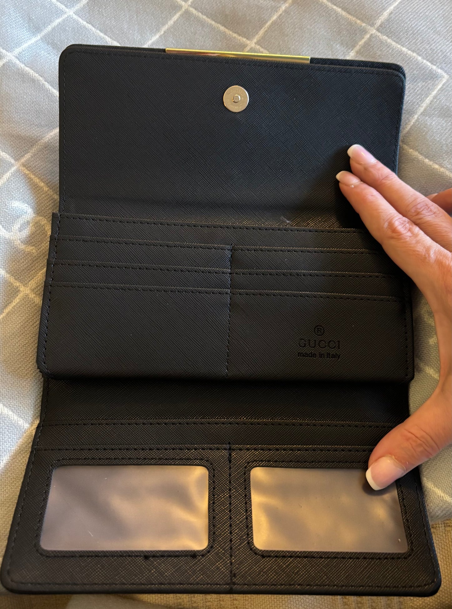 Gucci Large Black Stripe Wallet 2401