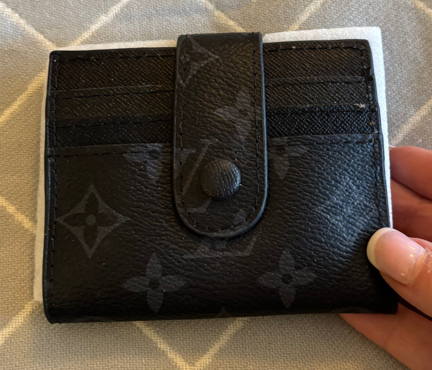 LV Black Monogram Snap Wallet/Card Holder 2402